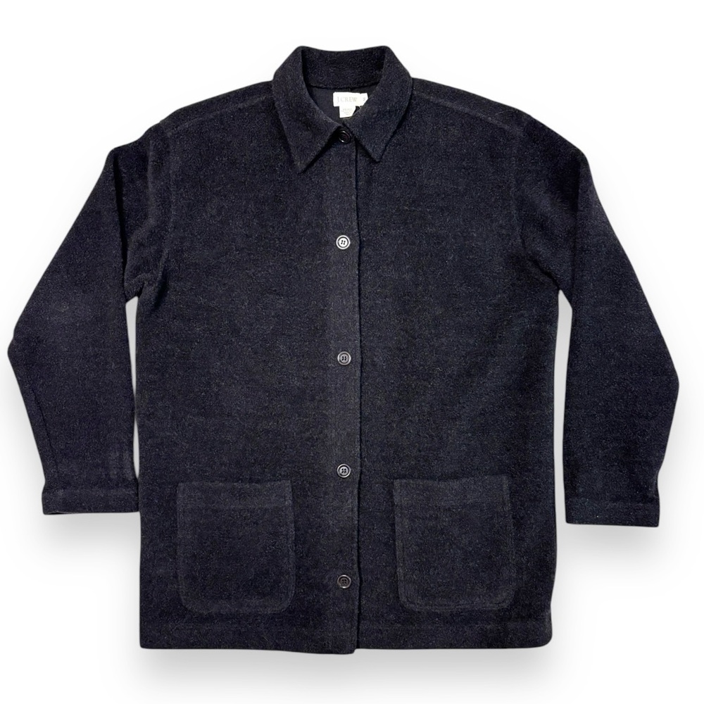 J. CREW Charcoal Grey Wool Blend Oversized Chore Shirt Jacket Shacket